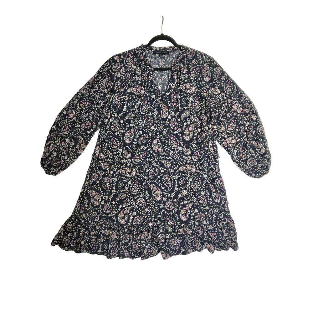 Tommy Hilfiger Paisley Shift Dress Sz M Boho Cottage Prairie Preppy Cowgirl Fall
